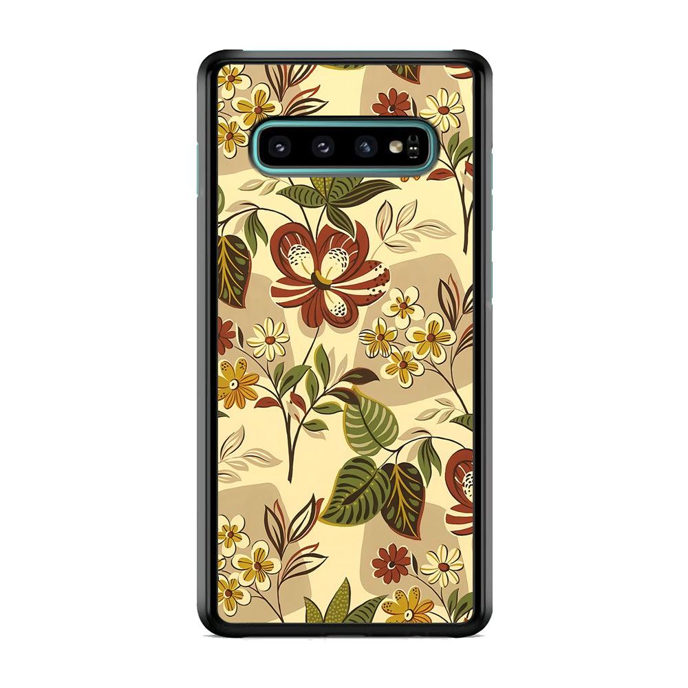 Modern Nature Scratches Hexagon Petals Samsung Galaxy S10 Case-Rubber Black (2D Case)-Oxvistore