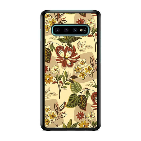 Modern Nature Scratches Hexagon Petals Samsung Galaxy S10 Case-Rubber Black (2D Case)-Oxvistore