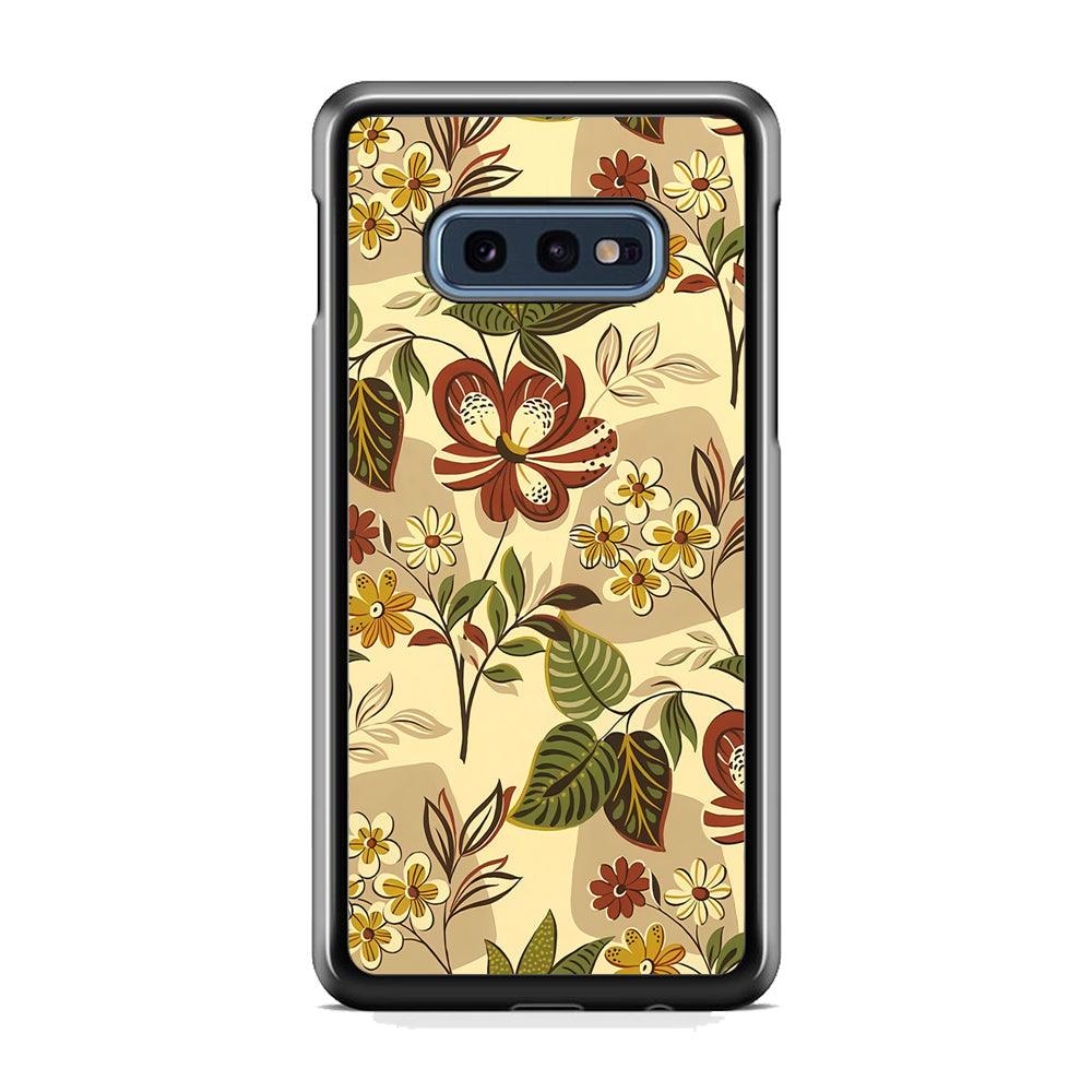 Modern Nature Scratches Hexagon Petals Samsung Galaxy S10E Case-Rubber White (2D Case)-Oxvistore