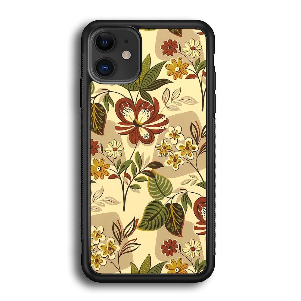 Modern Nature Scratches Hexagon Petals iPhone 12 Case-Rubber Black (2D Case)-Oxvistore