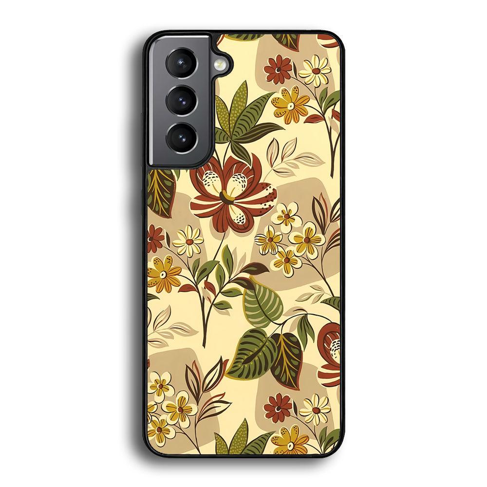 Modern Nature Scratches Hexagon Petals Samsung Galaxy S21 Plus Case-Rubber Black (2D Case)-Oxvistore