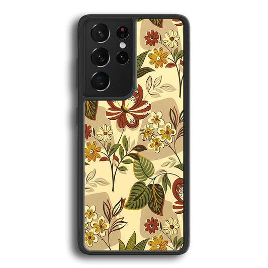 Modern Nature Scratches Hexagon Petals Samsung Galaxy S21 Ultra Case-Rubber Black (2D Case)-Oxvistore