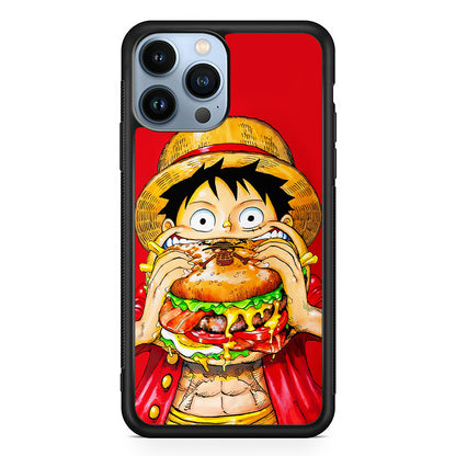 Monkey D Luffy Eating a Burger 2D Rubber Phone Case