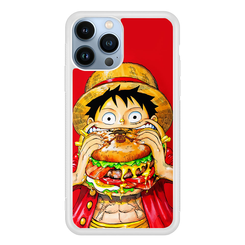 Monkey D Luffy Eating a Burger 2D Rubber Phone Case