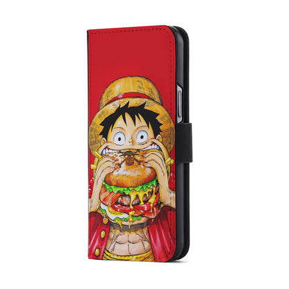 Monkey D Luffy Eating a Burger Flip Wallet Phone Case