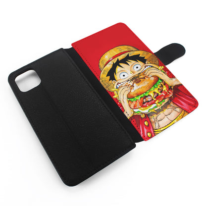 Monkey D Luffy Eating a Burger Flip Wallet Phone Case