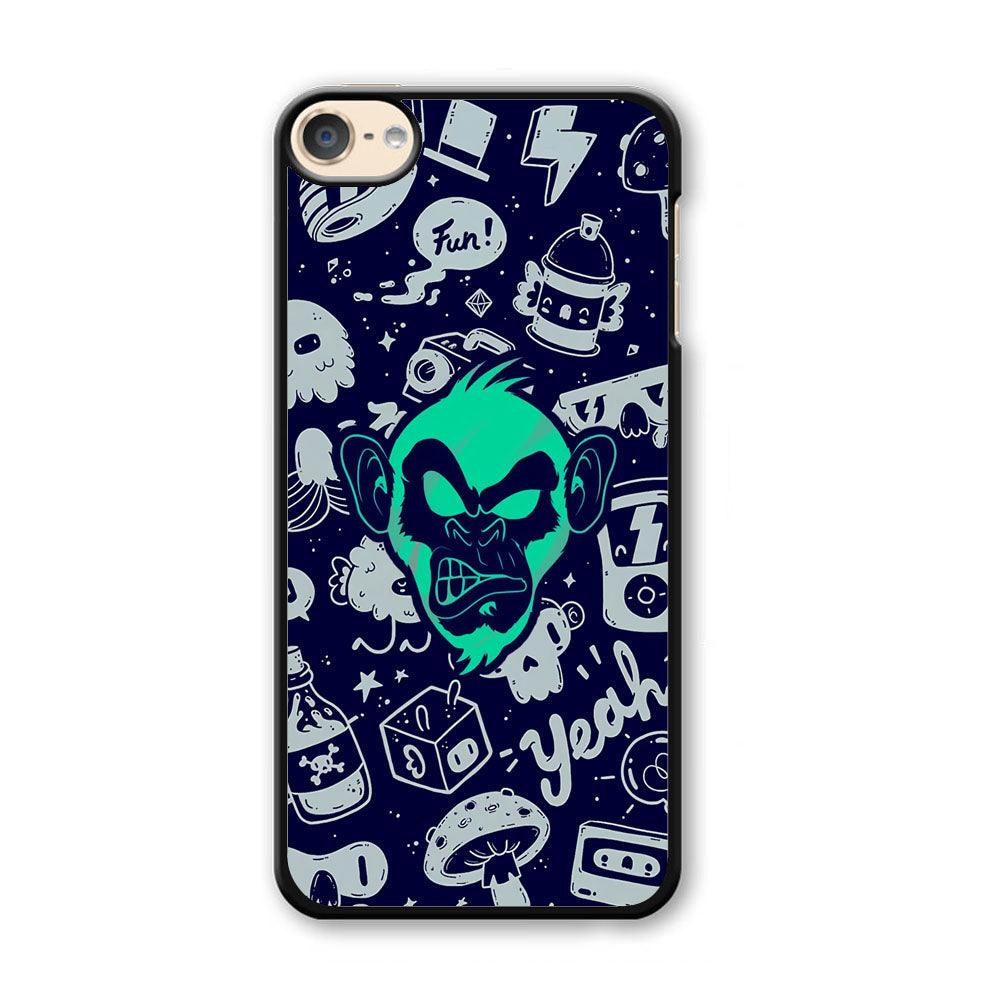 Monkey Fun Glow iPod Touch 6 Case-Plastic White (2D Case)-Oxvistore
