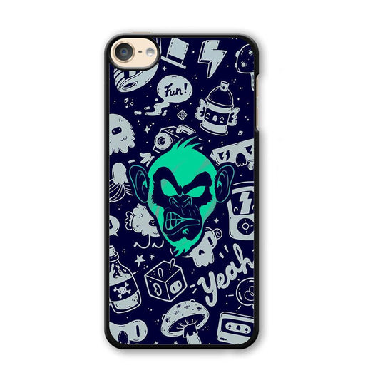 Monkey Fun Glow iPod Touch 6 Case-Plastic White (2D Case)-Oxvistore