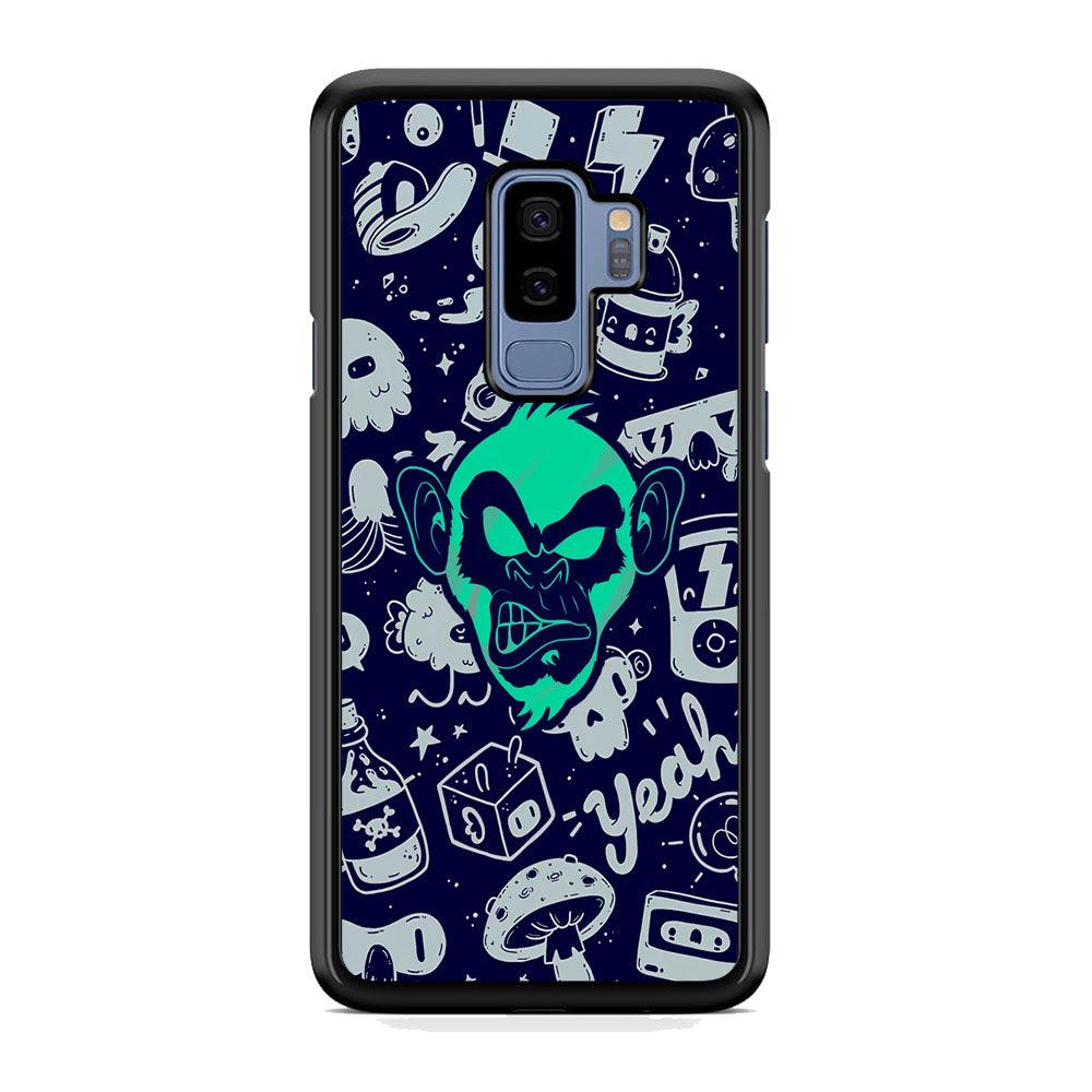 Monkey Fun Glow Samsung Galaxy S9 Plus Case-Rubber White (2D Case)-Oxvistore
