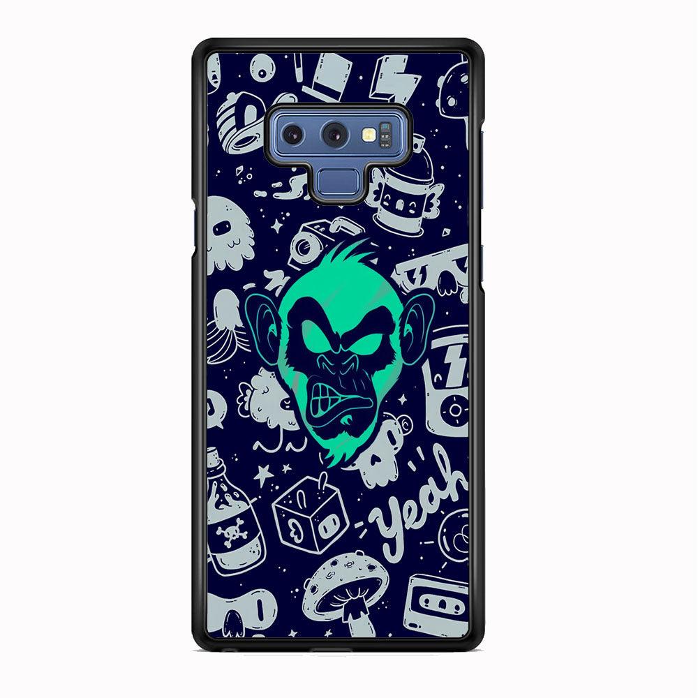 Monkey Fun Glow Samsung Galaxy Note 9 Case-Rubber White (2D Case)-Oxvistore
