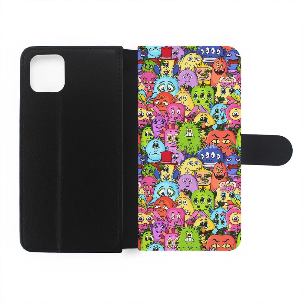 Monster Alien Cartoon Doodle Flip Wallet Phone Case