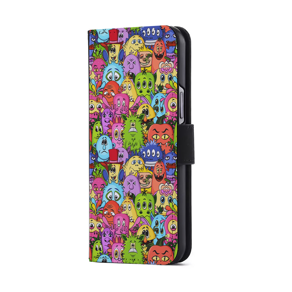 Monster Alien Cartoon Doodle Flip Wallet Phone Case