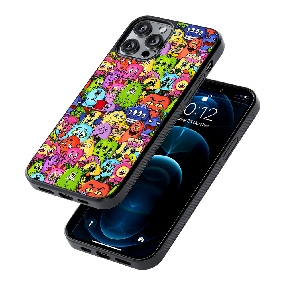 Monster Alien Cartoon Doodle 2D Rubber Phone Case