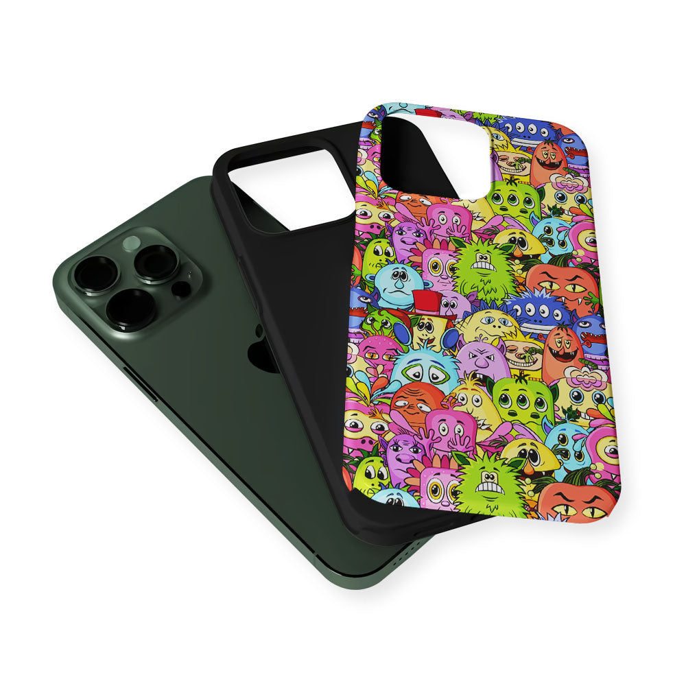 Monster Alien Cartoon Doodle 2 in 1 Tough Phone Case