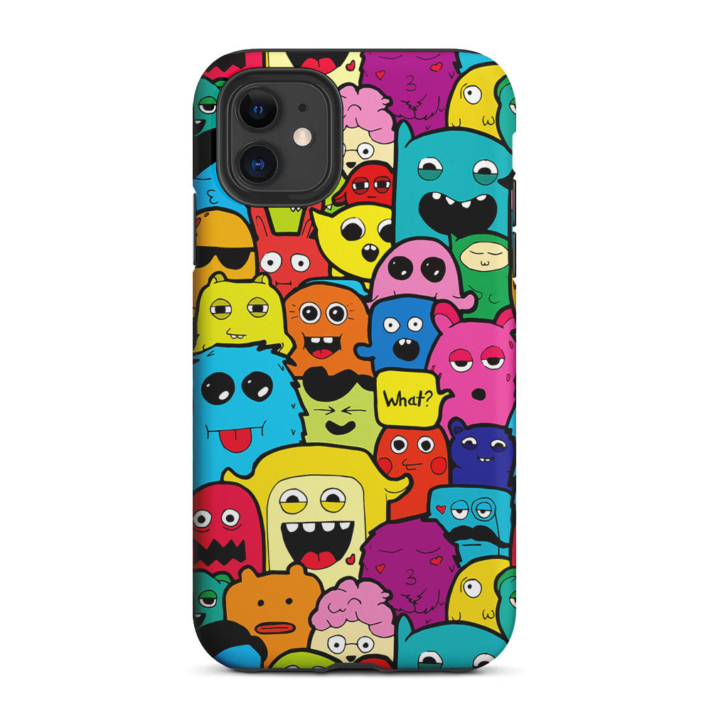 Monster Doodle Funny and Spooky 2 in 1 Tough Phone Case