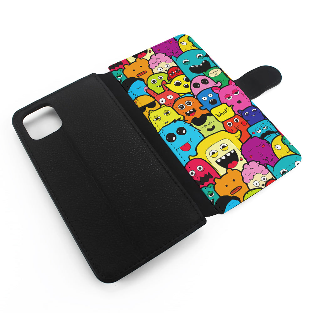 Monster Doodle Funny and Spooky Flip Wallet Phone Case