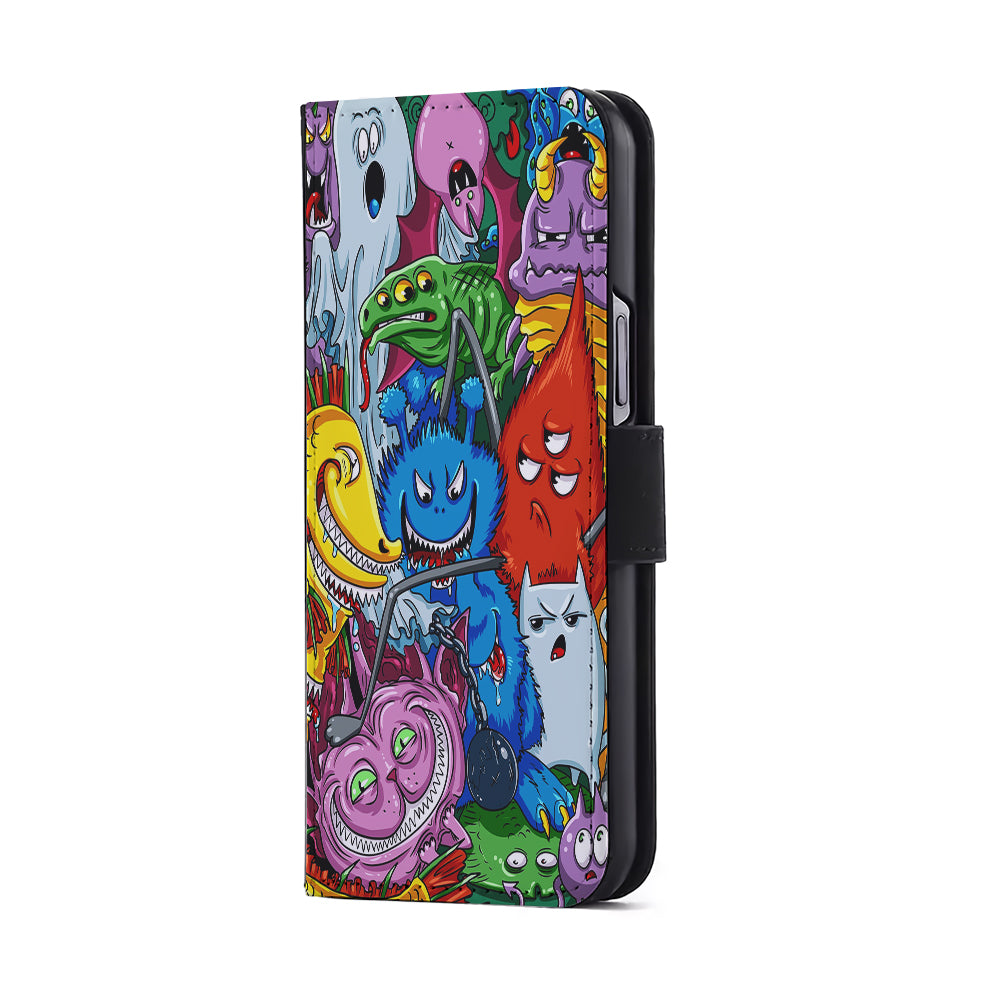 Monster Graffiti Character Flip Wallet Phone Case