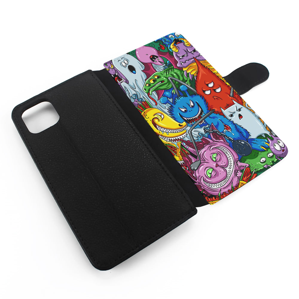 Monster Graffiti Character Flip Wallet Phone Case