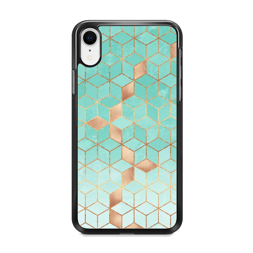 Mosaic Square Blue Phase iPhone XR Case-Rubber Black (2D Case)-Oxvistore