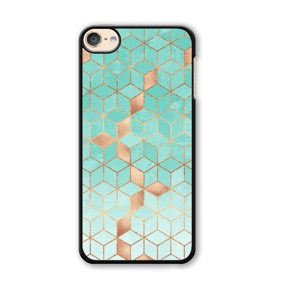 Mosaic Square Blue Phase iPod Touch 6 Case-Plastic Black (2D Case)-Oxvistore