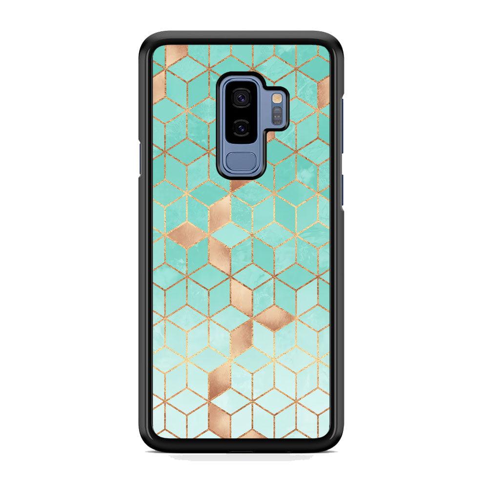 Mosaic Square Blue Phase Samsung Galaxy S9 Plus Case-Rubber Black (2D Case)-Oxvistore