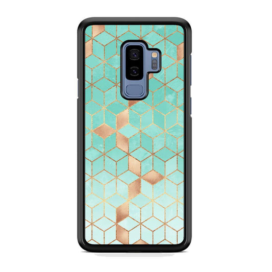 Mosaic Square Blue Phase Samsung Galaxy S9 Plus Case-Rubber Black (2D Case)-Oxvistore