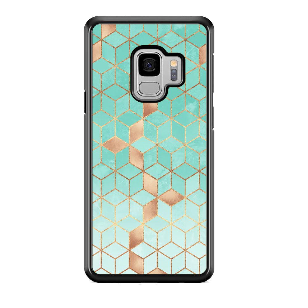 Mosaic Square Blue Phase Samsung Galaxy S9 Case-Rubber Black (2D Case)-Oxvistore
