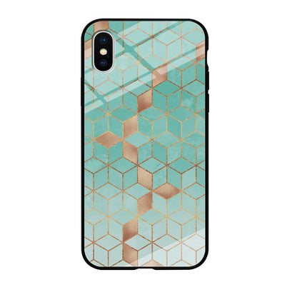 Mosaic Square Blue Phase iPhone X Case-Oxvistore