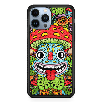 Mushroom Face Doodle 2D Rubber Phone Case