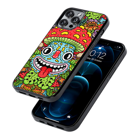 Mushroom Face Doodle 2D Rubber Phone Case