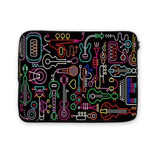 Music Instruments Neon Laptop Sleeve Protective Cover