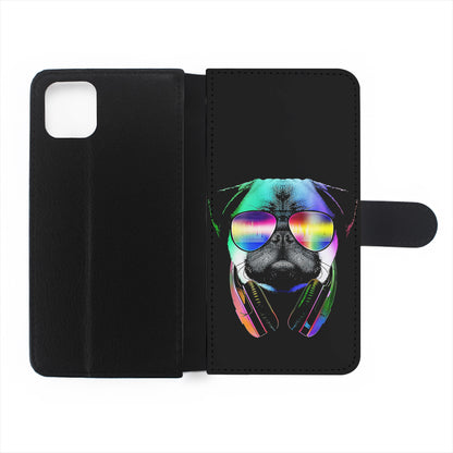 Music Love Pug DJ Flip Wallet Phone Case