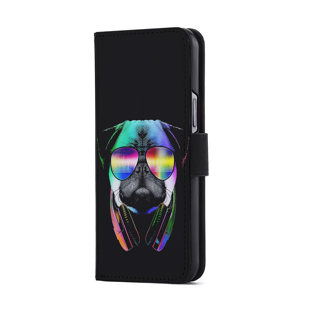 Music Love Pug DJ Flip Wallet Phone Case