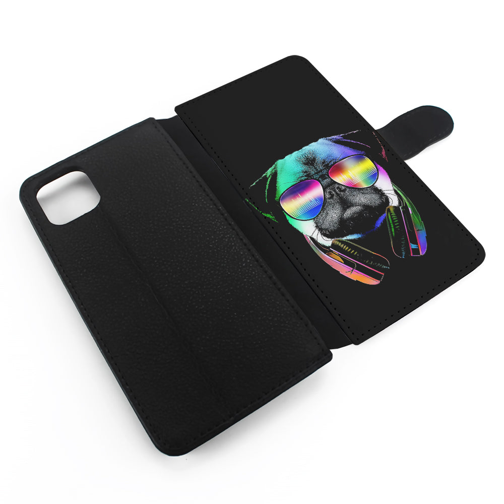 Music Love Pug DJ Flip Wallet Phone Case