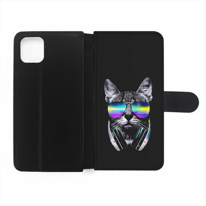 Music Lover Cat DJ Flip Wallet Phone Case