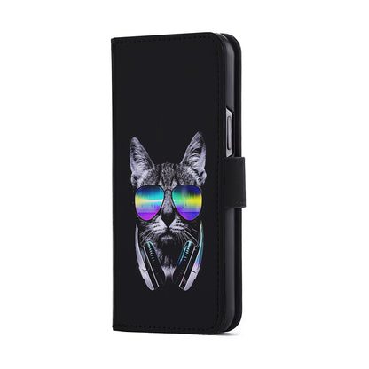 Music Lover Cat DJ Flip Wallet Phone Case