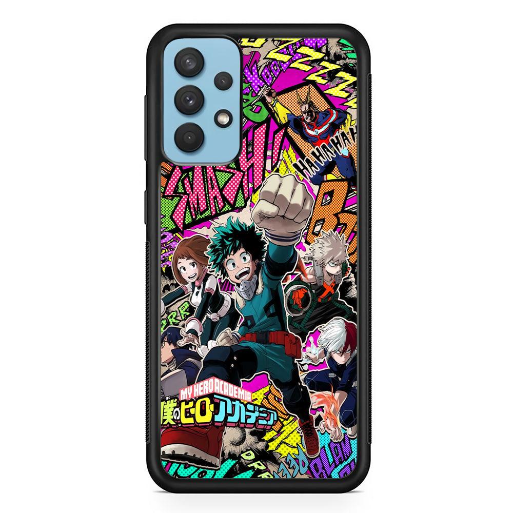 My Hero Academia Feel The Smash Samsung Galaxy A32 Case-Rubber Black (2D Case)-Oxvistore