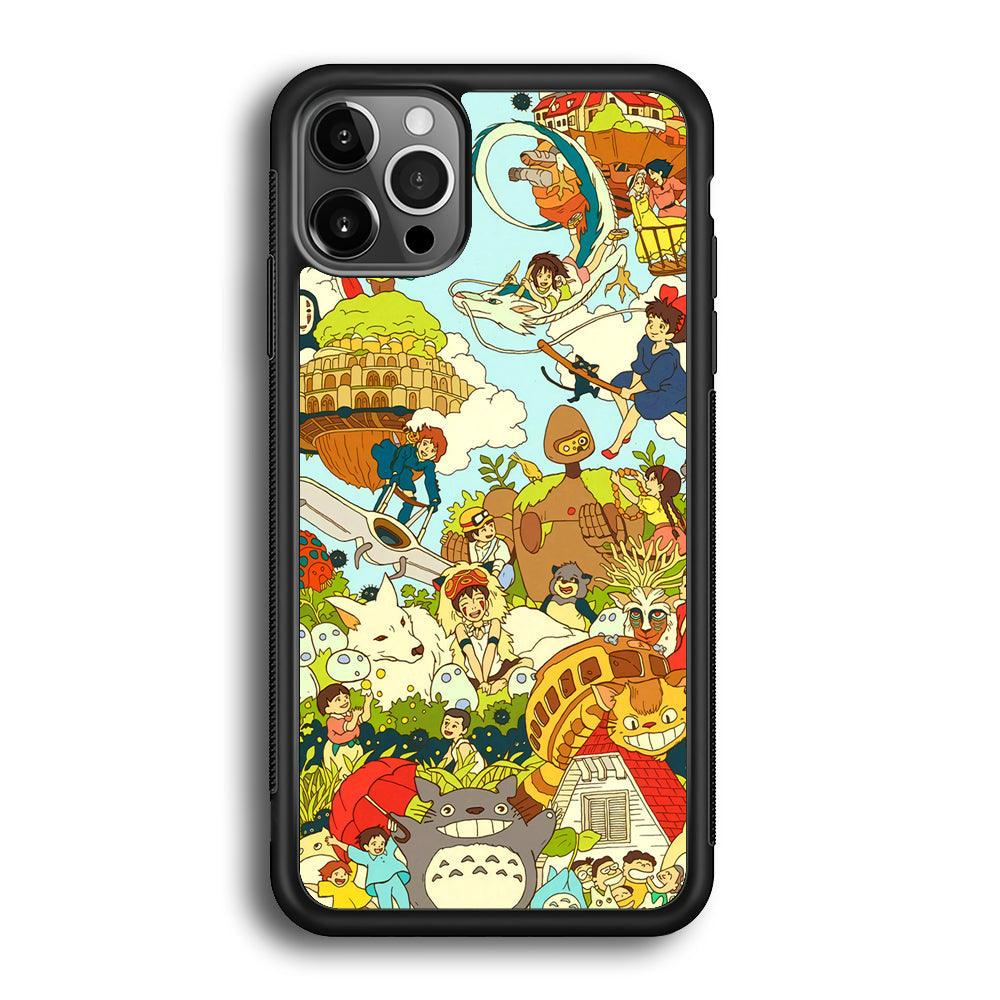 My Neighbor Totoro Family Playing Ground iPhone 12 Pro Case-Rubber Black (2D Case)-Oxvistore
