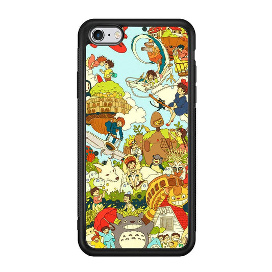 My Neighbor Totoro Family Playing Ground iPhone 6 | 6s Case-Rubber White (2D Case)-Oxvistore