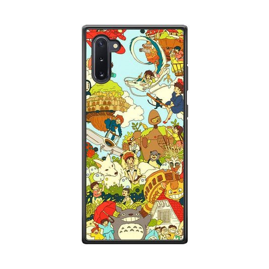 My Neighbor Totoro Family Playing Ground Samsung Galaxy Note 10 Case-Rubber Black (2D Case)-Oxvistore