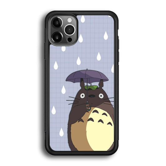My Neighbor Totoro Ups It Rain iPhone 12 Pro Case-Rubber Black (2D Case)-Oxvistore