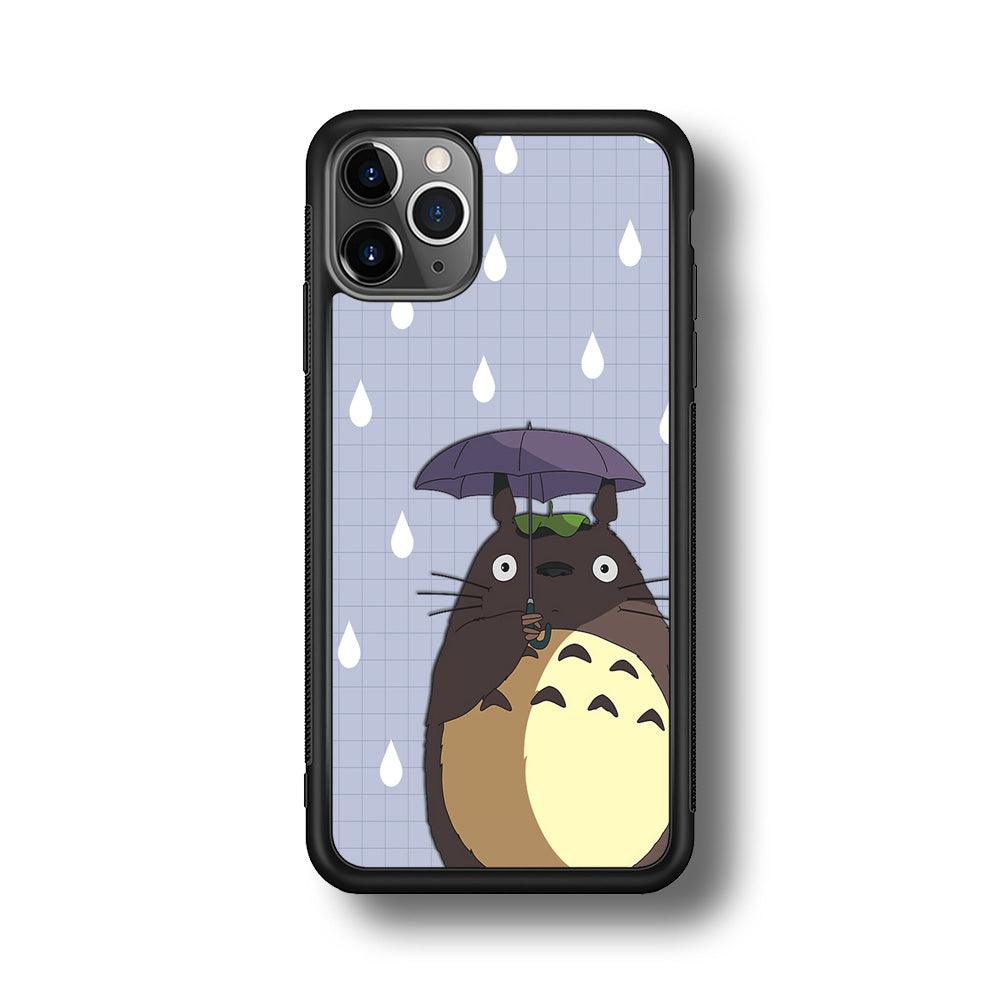 My Neighbor Totoro Ups It Rain iPhone 11 Pro Max Case-Rubber Black (2D Case)-Oxvistore