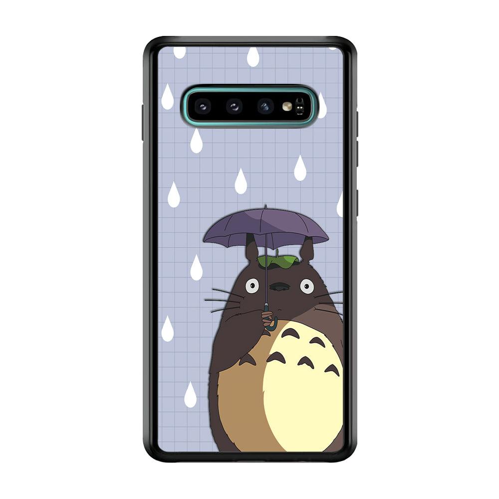 My Neighbor Totoro Ups It Rain Samsung Galaxy S10 Case-Rubber Black (2D Case)-Oxvistore