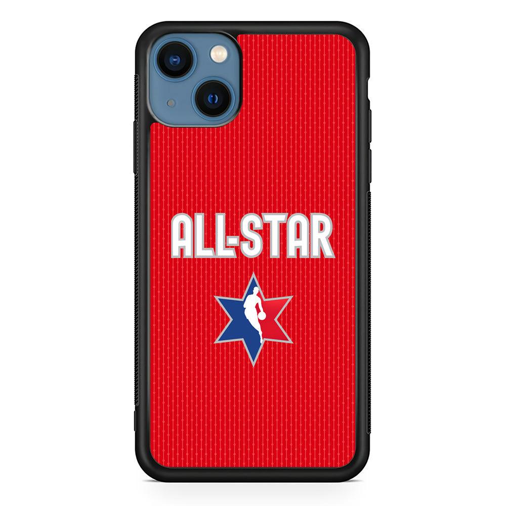 NBA All Star Red Star iPhone 14 Case-Rubber Black (2D Case)-Oxvistore