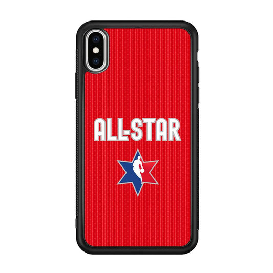 NBA All Star Red Star iPhone XS Case-Rubber Black (2D Case)-Oxvistore