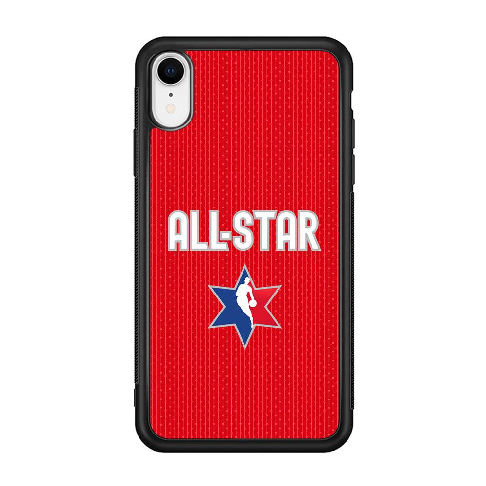 NBA All Star Red Star iPhone XR Case-Rubber Black (2D Case)-Oxvistore