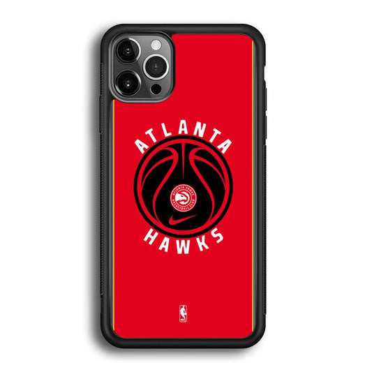 NBA Atlanta Hawks Simplicity iPhone 12 Pro Max Case-Rubber Black (2D Case)-Oxvistore