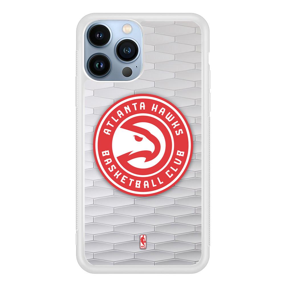 NBA Atlanta Hawks White Texture iPhone 15 Pro Case-Oxvistore