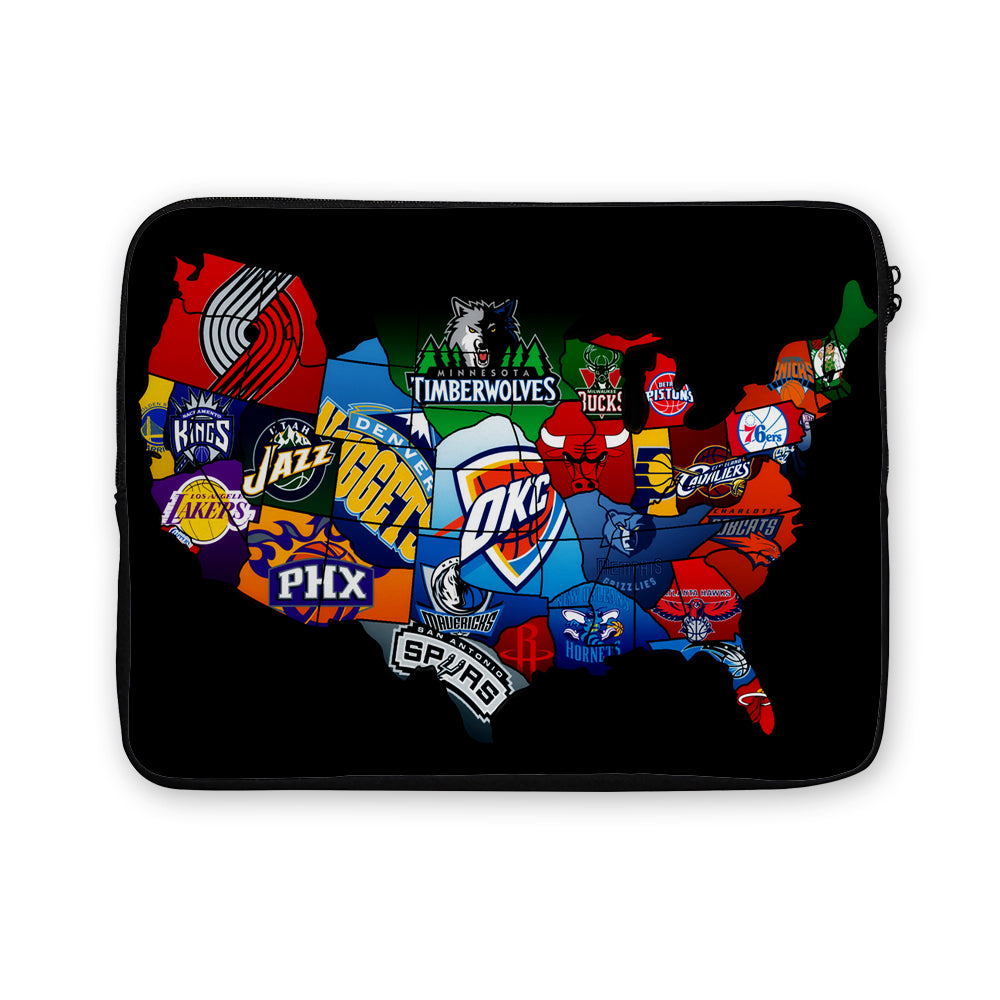 NBA Basketball Team Map Laptop Sleeve Protective Cover