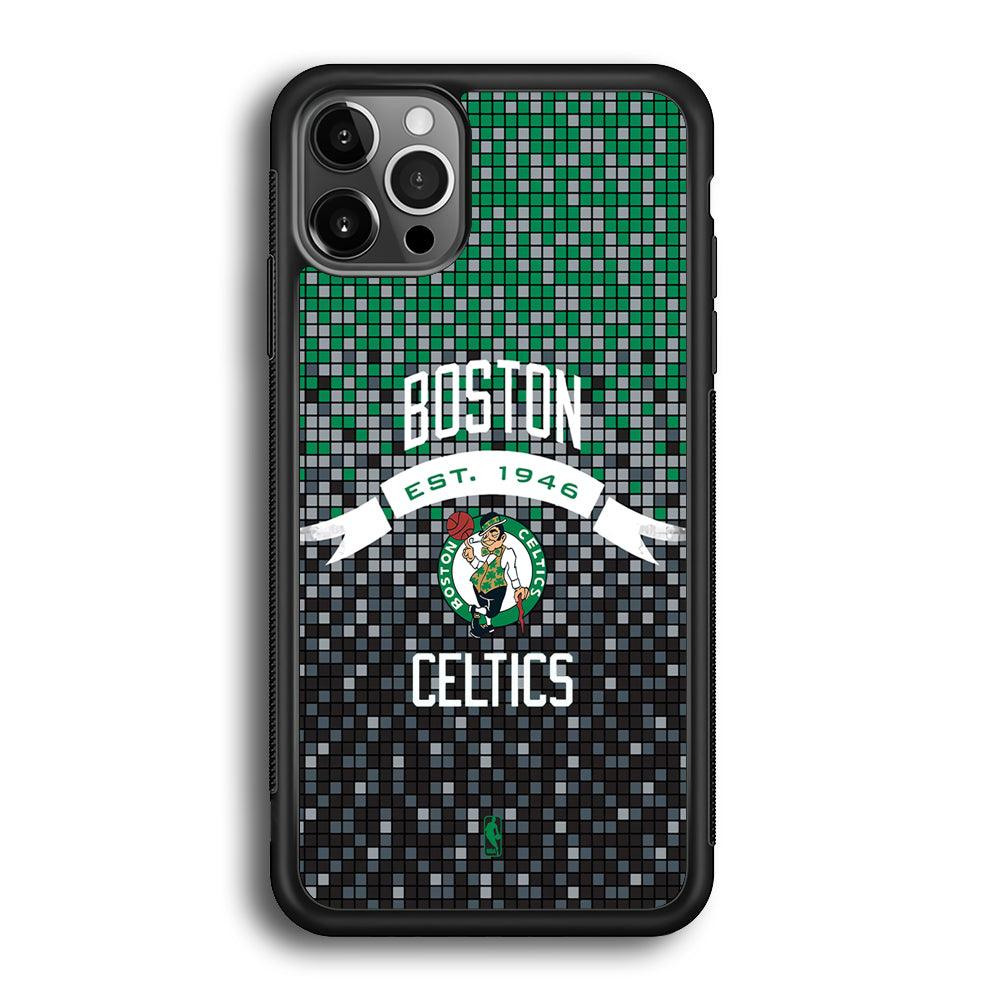 NBA Boston Celtics Colour Pixel iPhone 12 Pro Max Case-Rubber White (2D Case)-Oxvistore